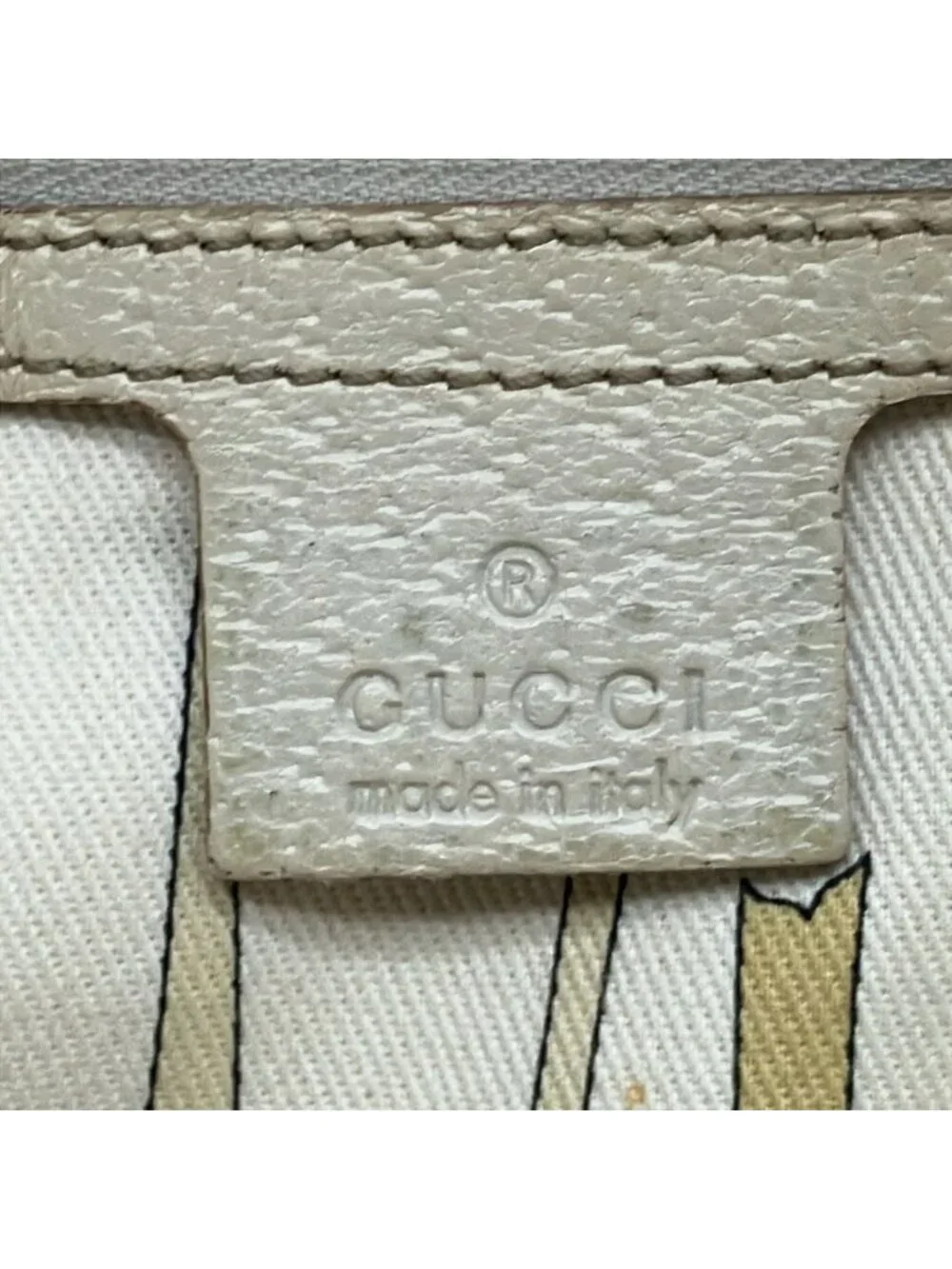 Gucci Tote GG Pattern Beige Dark Brown White Leather